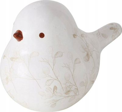 Figurinë zbukuruese SILVANA Bird, qeramikë, e pikturuar me dorë, e bardhë