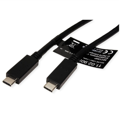 Kabllo USB Roline USB 3.2 Gen 2, USB C në USB C, 1m, 100W, e zezë