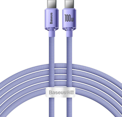 Kabllo USB Baseus Crystal Shine, USB-C në USB-C, 2 m, 100 W, vjollcë
