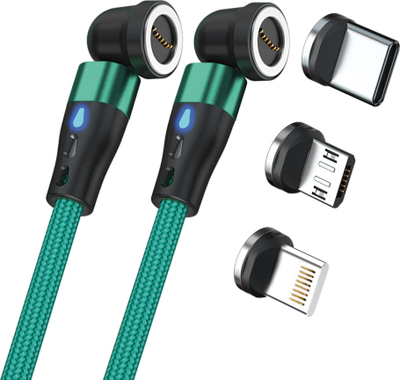 Kabllo magnetike RealPower, 1m, me adaptera, jeshile