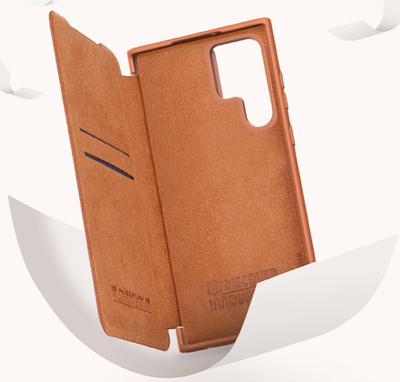 Këllëf telefoni Nillkin Qin Book Pro për Samsung Galaxy S22 Ultra, lëkurë PU, me kapak libri, i zi