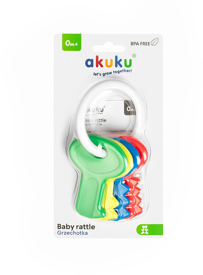 Ратле играчка Akuku, форма клучеви, 1 парче, темна
