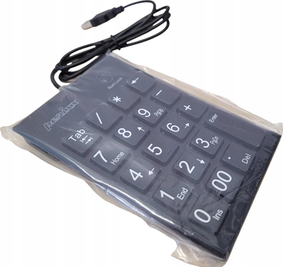Tastierë numerike Perixx PERIPAD 202HB, me kabllo, me porta USB shtesë, e zezë
