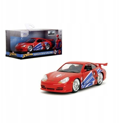 Maket makine Jada Spider Man Porsche 911 GT3 RS, shkall 1:32, metal die-cast, e kuqe