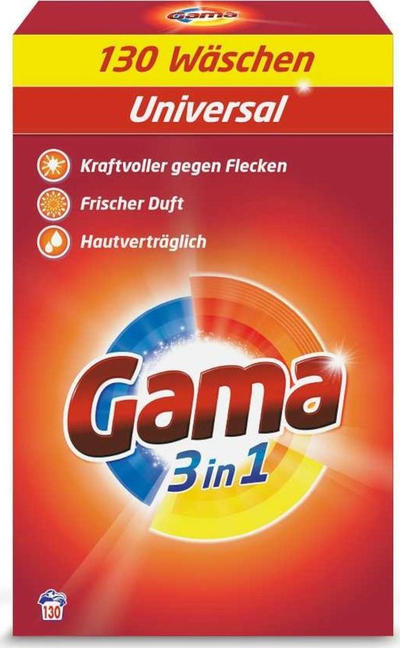 Детергент во прав за облека Gama Universal, 7.8kg, 130 перења, бел