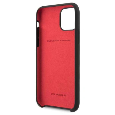 Kapak silikoni Ferrari Scuderia për iPhone 11 Pro Max, i hollë, antirrëshqitës, i zi