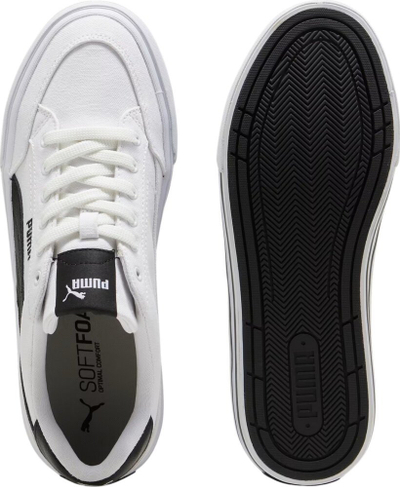 Patika unisex PUMA Court Classic Vulc FS, profil i ulët, taban vulkanizim, bardh e zi