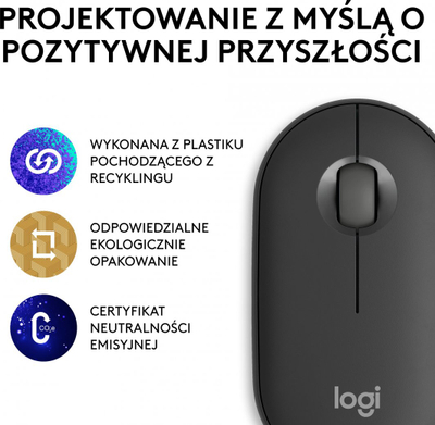 Maus Logitech Pebble 2 M350s (910-007015), Bluetooth, kompakt, i zi/grafit, rozë, i bardhë