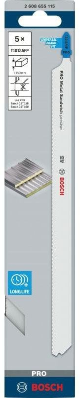 Set sharra pendël Bosch PRO Metal Sandwich T1018AFP, 250mm, 5 copë, metalik