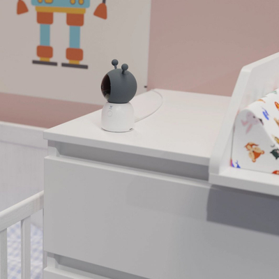 Kamerë bebesh Tesla Smart Camera Baby B200, WiFi, audio dy‑drejtimësh, gri e bardhë