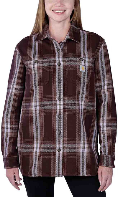 Këmishë gocash Carhartt Twill Plaid, përditshme, Dark Brown White, madhësia S
