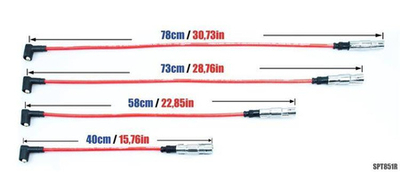 Kabllo ndezjeje PowerTEC Sport, për AUDI A3 A6 SEAT Leon VW Golf 1.6 2.0L, të kuqe