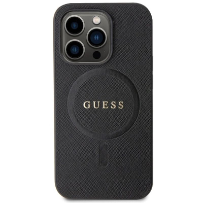 Çorape telefoni Guess GUHMP14LPSAHMCK për iPhone 14 Pro, MagSafe, e zezë