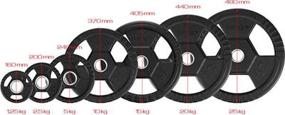 Pllakë olimpike gome HMS TOH05, 5 kg, e zezë