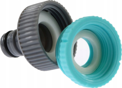 Adaptern i rubinetit Richmann C0245, 1" me adapter 3/4", për zorrë 1/2", gri me blu