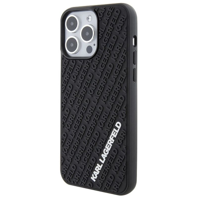 Futrollë Karl Lagerfeld KLHCP15X3DMKRLK për iPhone 15 Pro Max 6.7\", hardcase 3D Rubber Multi Logo, e zezë