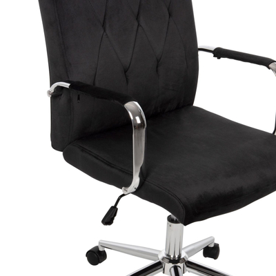 Karrige zyre Josef velur e zezë inox bazë 58×61×105–113 cm (HM1181.04), zezë