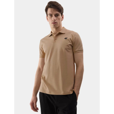 Bluzë polo për burra 4F Sports, pambuk 100%, bezhë