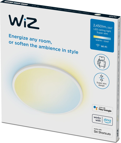 Plafonierë LED WiZ SuperSlim, 22W, 43cm, e bardhë