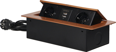 Prizë për mobilje Orno OR-AE-13126, 2xSchuko 230V, 2xUSB, ngjyrë gold