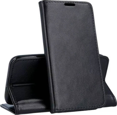 Këllëf telefoni Motorola Moto E22 Smart Magnet, lëkurë eko, me kapak, i zi