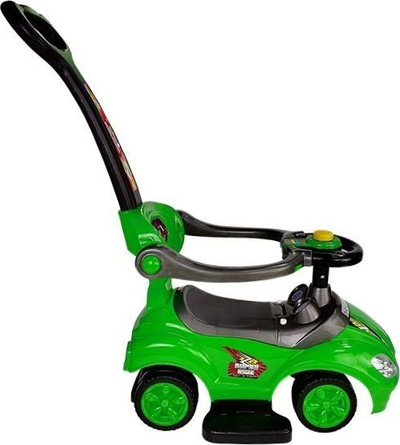 Makine lodër për kalamaj Lean Sport Ride On Mega Car 3n1, me timon me fishkëllim, sedilje me vend për rrobat a lodrat, e gjelbër