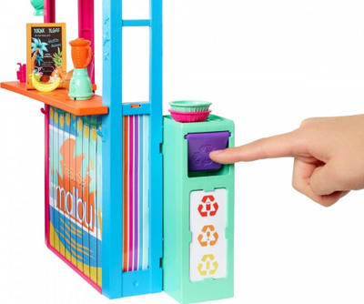Сет за игра Mattel Барби Ocean Beach Shack, киоск за плажа, со додатоци, повеќебоен