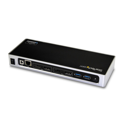 Stacion dokimi StarTech.com USB-C USB-A, për dy ekrane 4K 60Hz, 6 porta USB 3.0, i zi