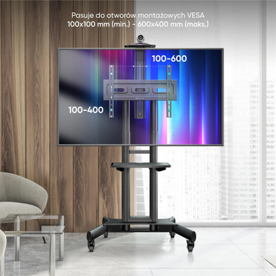 Stendë TV me rrota Onkron TS1551-B, 40-70", 45 kg, e zezë