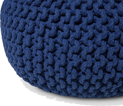 Puf ottoman i rrumbullakët, pambuk i thurur, 40 x 25 cm, blu e errët