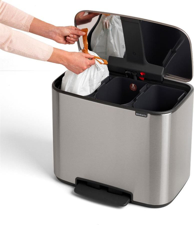 Kosh plehrash Brabantia Bo Step Can, 3x3 gal, çelik mat, ngjyrë argjendi