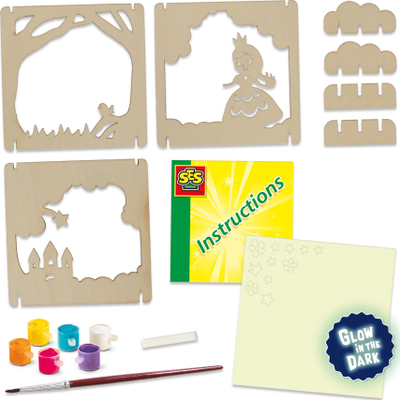 Set kreativ SES Creative 14137 Fairytale Shadow Box, ndrit në errësirë, i verdhë
