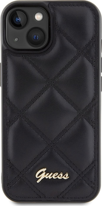 Mbështjellëse telefoni Guess, për iPhone 15, lëkurë ekologjike, e zezë