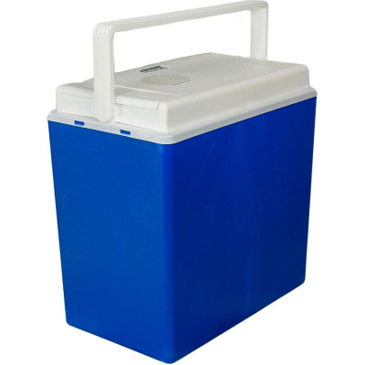 Frigorifer portativ elektrik Cool Box 24L, 12V 230V, blu me kapak të bardhë