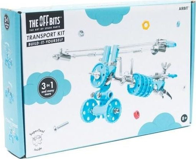 Lodër ndërtimi The Off Bits AirBit Transport, set model aeroplani, STEM edukative, blu
