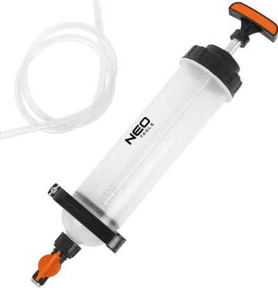 Шприц за извлекување масло и течност за кочници NEO Tools, 1.5L, со флексибилно, проѕирно црево