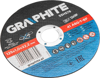 Set disqe prerëse metal Corundum GRAPHITE 125mm, vrima 22.23mm, set 10 copë