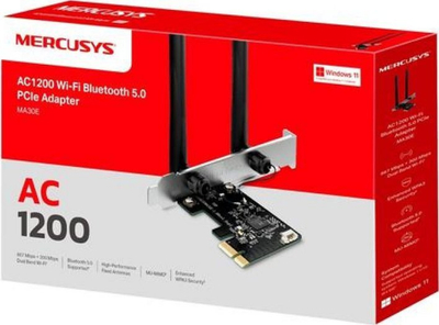 Adapter PCIe Wi-Fi Mercusys MA30E, AC1200, Bluetooth 5.0, me 2 antena