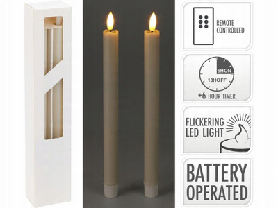 Qiri LED dekorativ, set 2 copë, me telekomandë, ngjyrë ivory