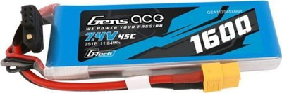Bateri LiPo Gens Ace 2S, 7.4V, 1600mAh, 45C, me prizë XT60