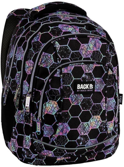 Çantë shpine BackUP Model A 26, 26L, 4 ndarje, e zezë me motive neon