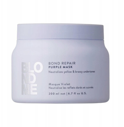 Maskë flokësh Schwarzkopf Blondme Bond Repair Purple, rigjeneruese për bionde, për neutralizim toni, transparente