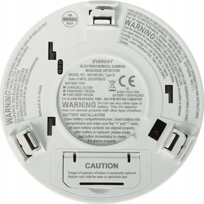 Detektor pa tela i monoksidit të karbonit Hikvision AX PRO DS-PDCO-E-WE, 868MHz, alarm 85dB, i bardhë