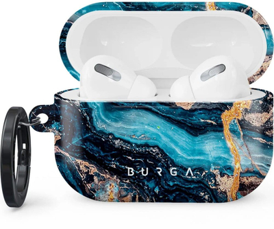 Mbulesë Mystic River Blue Marble për AirPods Pro 2, me karabinë, blu