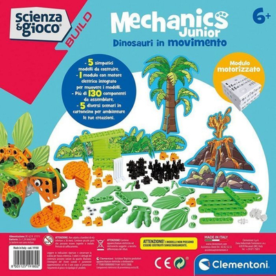 Set ndërtimi Clementoni Mechanics Junior Dinosaurs 50681, 5 modele, me motor, me ngjyra të shumta