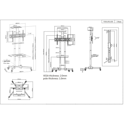 Mbajtës për TV dhe monitor Manhattan, 37-65", VESA 200x200 - 600x400mm, 40kg, i zi