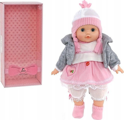 Kukull bebe Adar 516724, 40cm, me zë polonisht, rozë gri
