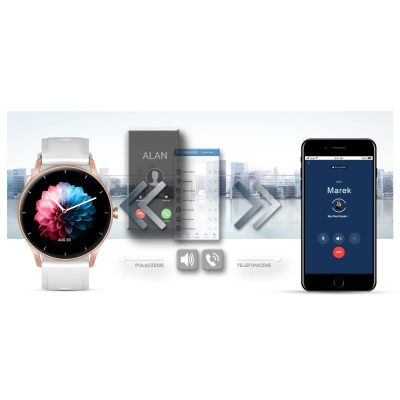 Smartwatch Gravity GT2 5, ekran 1.28" IPS, IP67, rozë gold me rrip gri