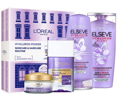 Set Shampo hidratuese 250 ml + Balsam hidratues 200 ml + Heqës makijazhi dyfazor 125 ml + Krem hidratues dite 50 ml L´Oréal Paris
