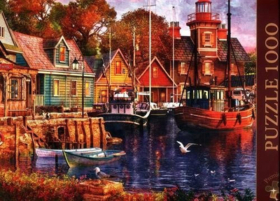 Puzzle Trefl Premium Plus Seaside Harbour, 1000 copa, peizazh nga deti, shumëngjyrësh
